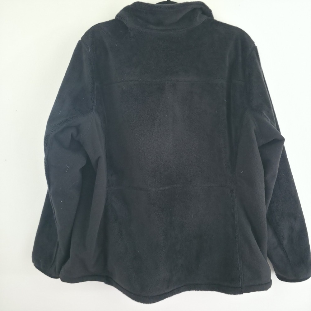 L.L. Bean Fleece Jacket Women 1X Black Full Zip Soft Plush Mock Neck Comfort - Picture 5 of 12